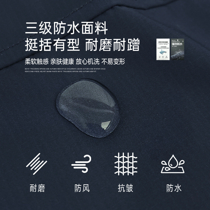 GJ25082703秋季新款男童連帽衝鋒衣軟殼外套兒童戶外秋裝衣服露營