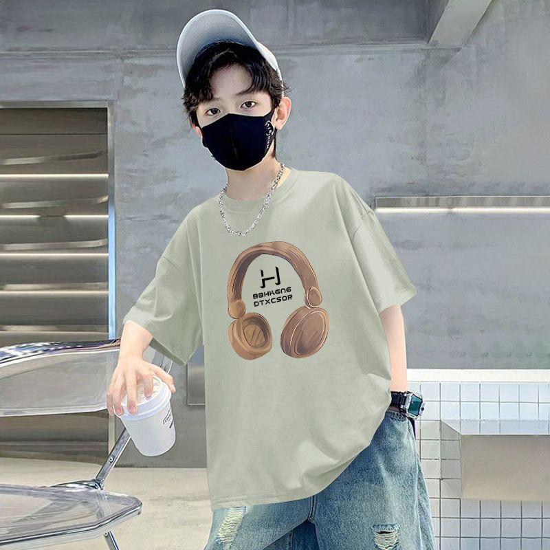 Z25030415童裝男童短袖t恤棉質夏日卡通圓領INS新款兒童寶寶半袖上衣中大童