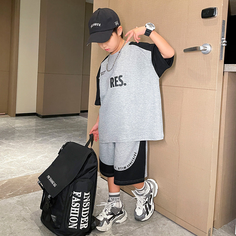 🎈精品童裝🎈FH25062704男童夏裝套裝大兒童裝夏季短袖T恤短褲運動服洋氣時髦潮