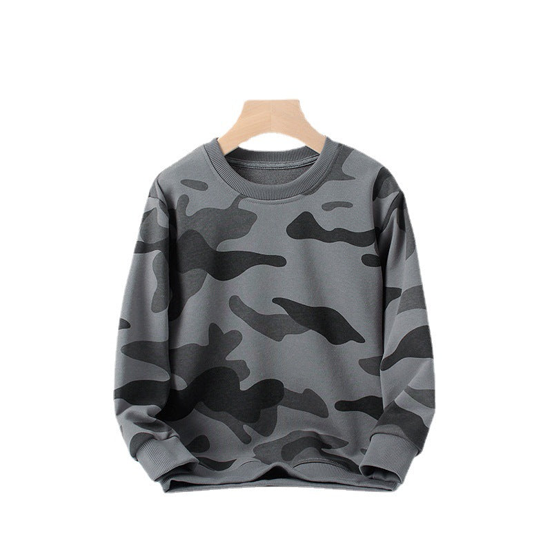 FI25101405韓國春季版童裝新款兒童衛衣長袖中童時尚迷彩t男童打底衫