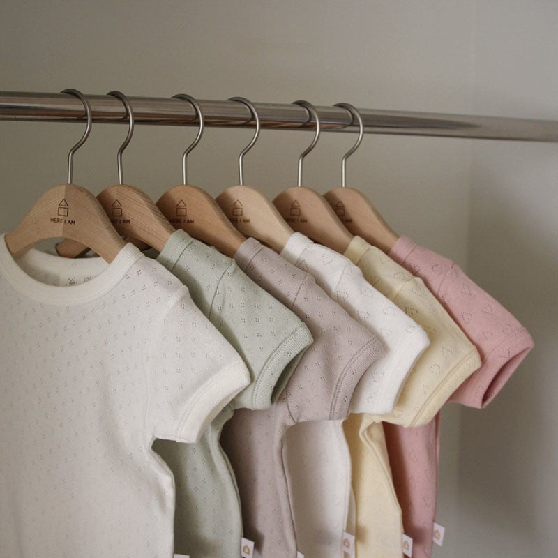 GB24031712韓版ins嬰幼兒裝薄棉柔軟短袖家居服套裝夏日寶寶鏤空清涼兩件套