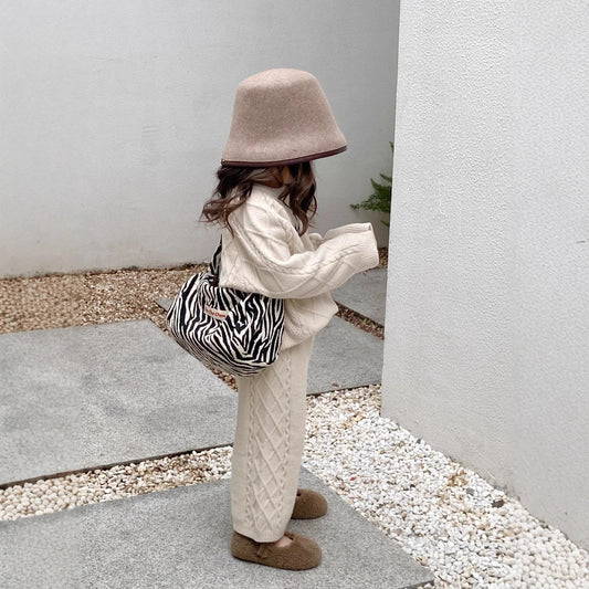 CG25103002春秋韓版女童復古絞花毛線針織套裝女寶寶毛衣線褲休閒兩件套