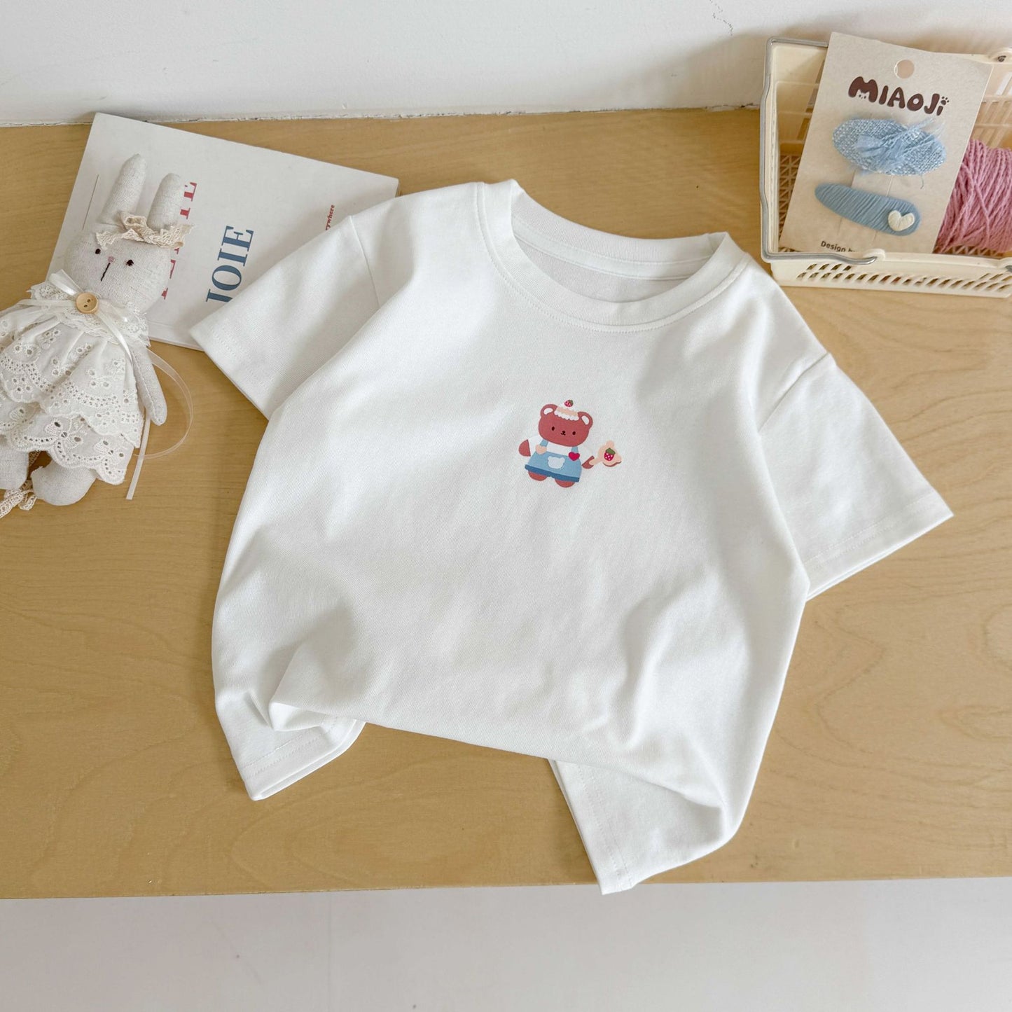 CA25052121童裝 寶寶短袖t恤女卡通寬鬆夏季新款兒童時尚上衣印花純棉潮
