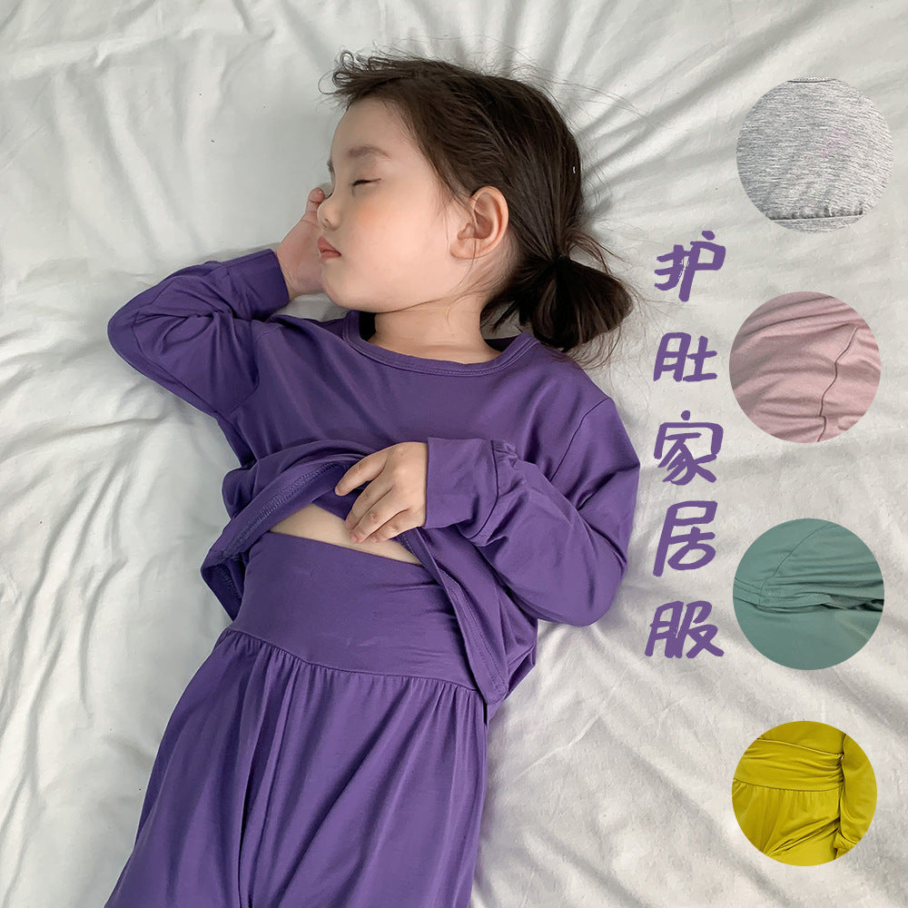 J23092101童裝木代爾護肚家居服2023秋季新款空調服兒童睡衣薄款秋衣秋褲套