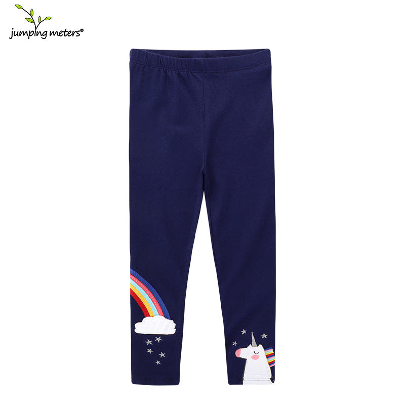 E23081017秋季新品歐美風格童褲批發 女童褲子 卡通刺繡打底褲