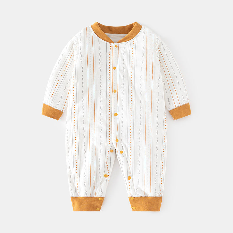 GJ25102122嬰兒夾棉連身衣寶寶保暖冬季無骨哈衣薄棉加厚對門兒童40克爬服