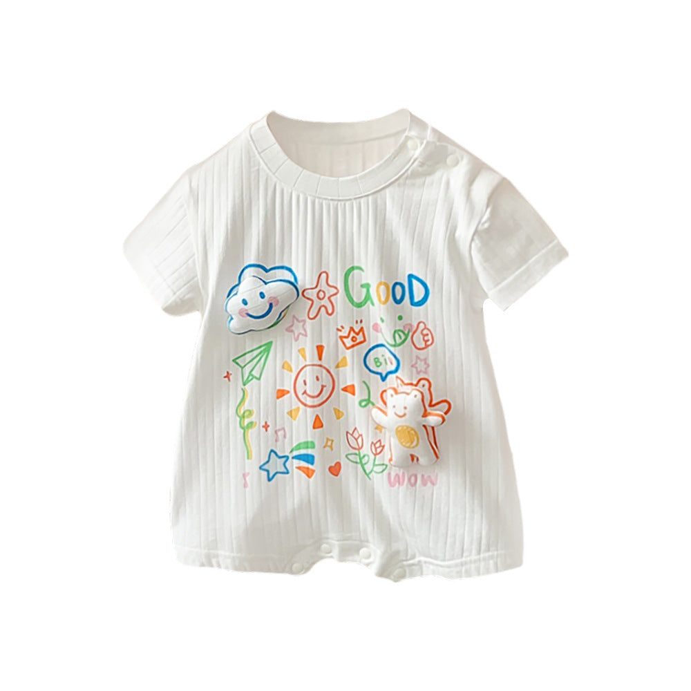 GH25070703夏季薄款新生兒短袖爬服a類童裝韓版嬰幼兒可愛字母連身衣(熱銷商品—庫存不多僅上架批發2周)