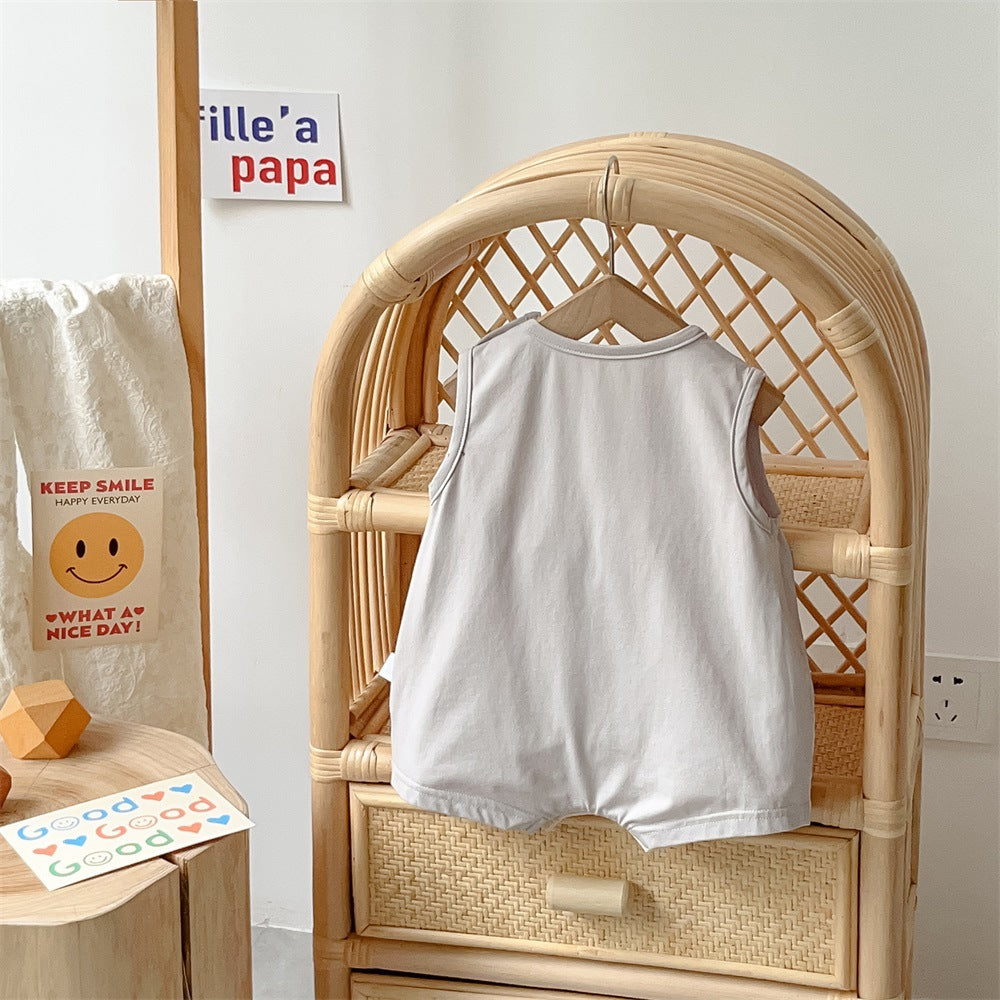 GH25070702嬰兒滿月衣服夏季a類無袖爬爬衣新生兒超萌包屁衣洋氣男寶外出服(熱銷商品—庫存不多僅上架批發2周)