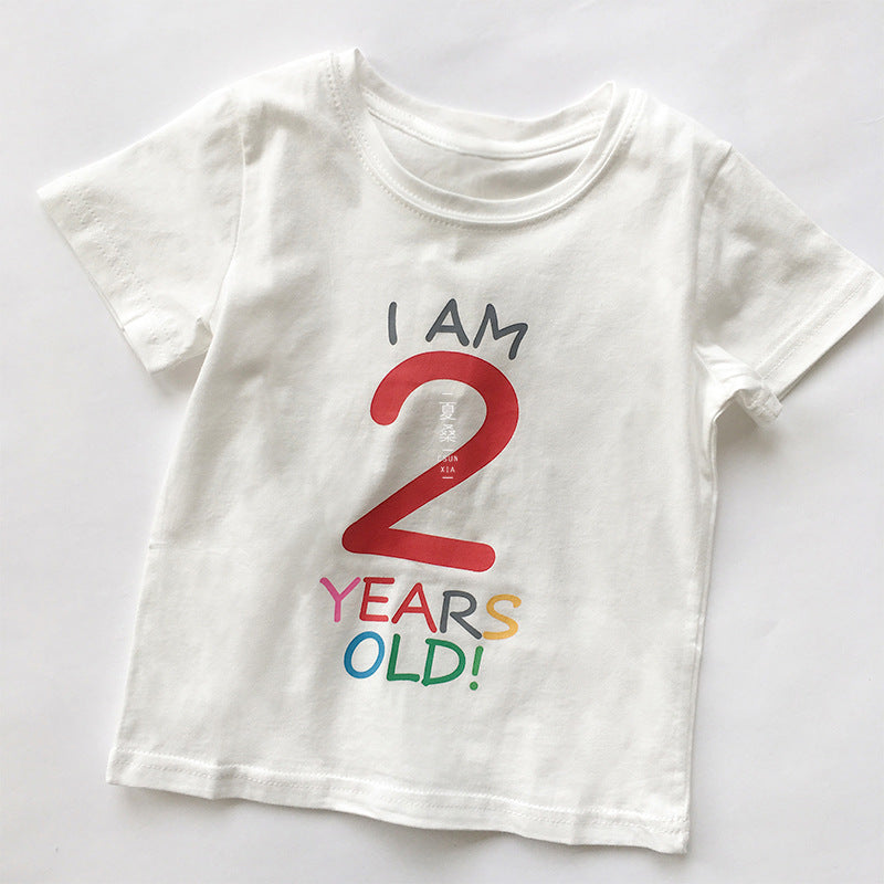 CA23072719我今年五歲啦!創意生日T恤純棉年齡紀念 親子款兒童圓領短袖