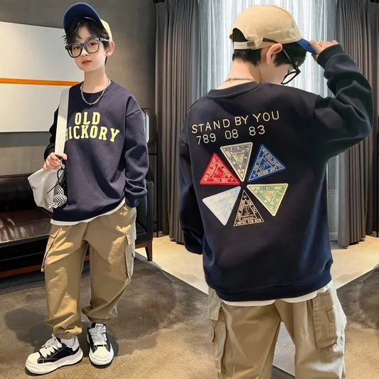 FD24010413男童衛衣春秋款2022新款洋氣兒童秋季T卹男孩中大童秋季長袖上衣t