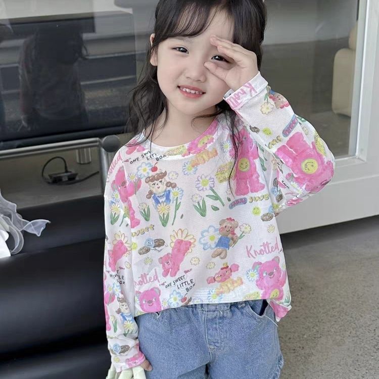 Z25030909女童夏季防曬T恤女寶寶洋氣時髦外穿打底衫兒童防曬衣潮