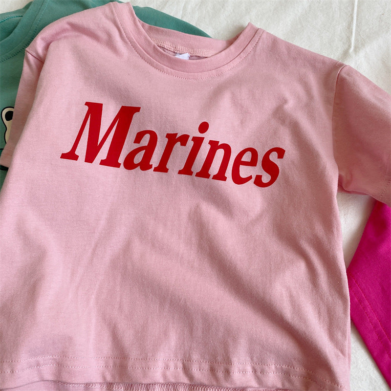 CA24042802韓國童裝兒童童裝兒童洋氣卡通短袖T恤上衣2023夏季時尚小女孩全棉T潮