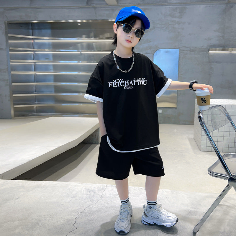 🎈精品童裝🎈FH25062706男童套裝夏季新款兒童休閒短袖兩件中大童運動裝童裝夏裝潮