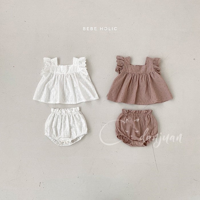 GF25061704韓國版女童嬰幼兒寶寶花邊背心麵包褲兩件套ins夏款新生兒飛袖套裝