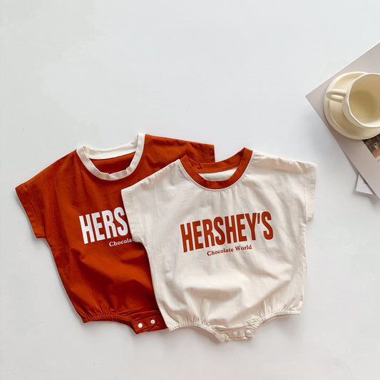 G25051401 ins童裝夏季款嬰幼兒蝙蝠袖英文包屁衣連體哈衣新生兒韓版外出服(此款下單前請先詢問庫存)