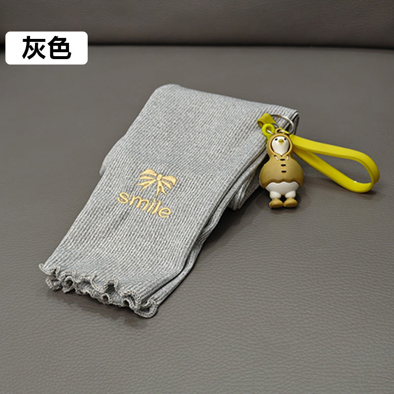 Z25030911女童緊身褲冰絲薄款夏季新款韓版洋氣兒童寶寶百搭糖果色九分褲子