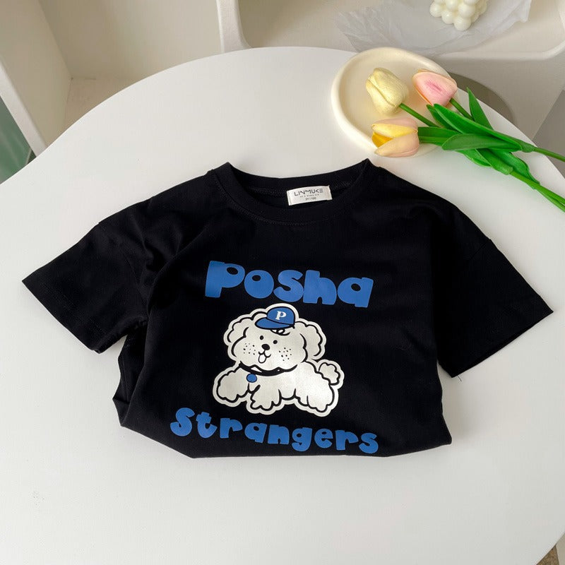 CA23072707兒童爽棉短袖T恤寶寶夏季薄款上衣打底衫男女童卡通印花韓版休閒t