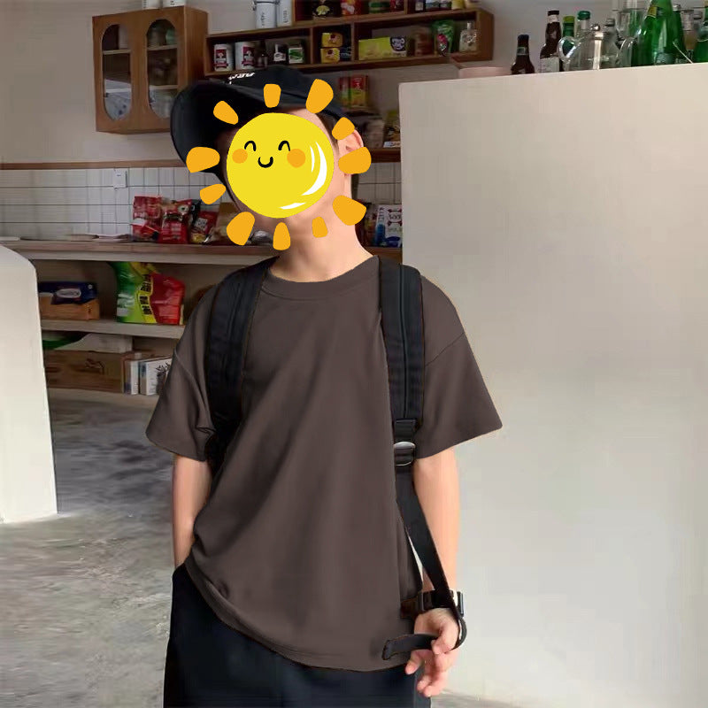 Z25030409含棉純色童裝男女短袖t恤衫夏季幼稚園班服兒童寶寶半袖上衣批發