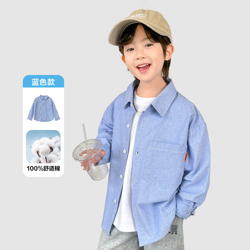 GJ25082715男童2025春秋季新款純棉長袖襯衫兒童韓版童裝衣服洋氣襯衣