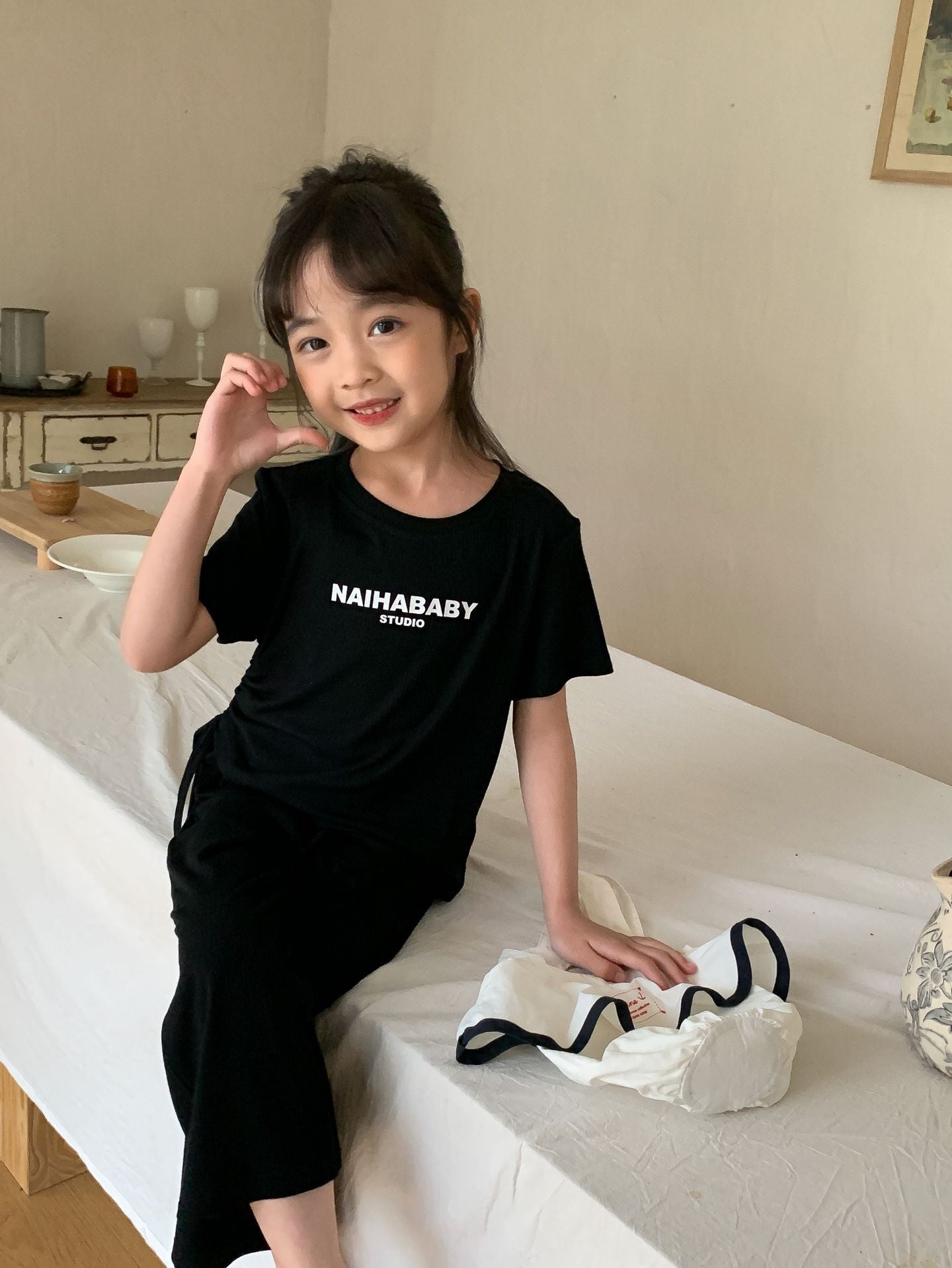 J24022913新款女童休閒套裝洋氣時髦韓版女寶寶春秋款兒童寬褲兩件套
