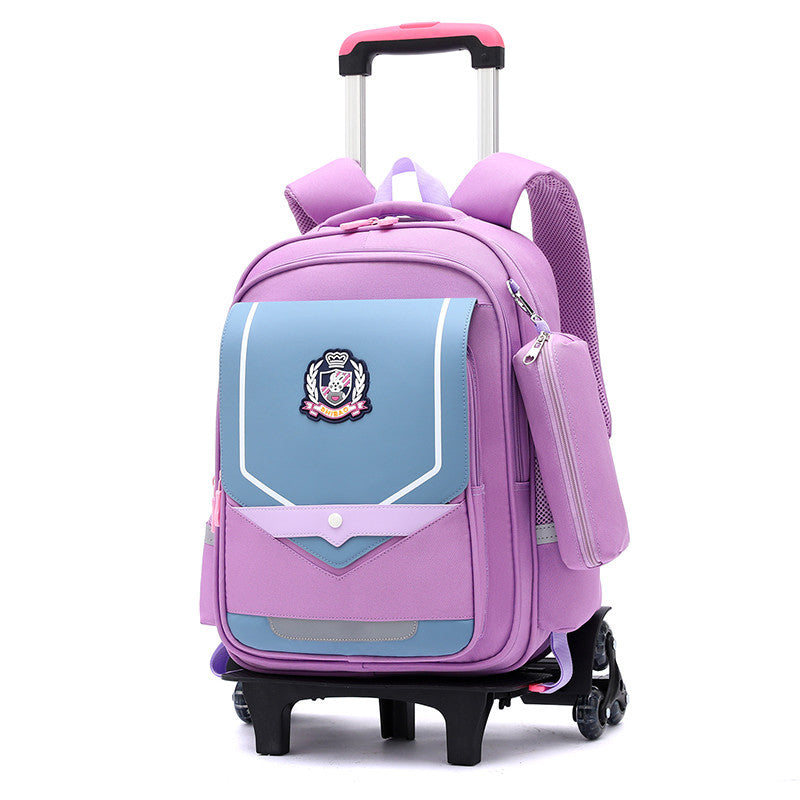 Z25022311兒童拉桿書包小學生防水女男拉桿式拖拉爬樓一二三到六年級大容量