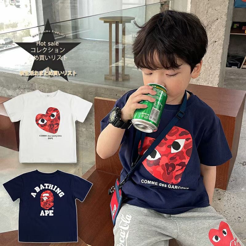 Z25030420男童短袖T恤棉夏季新款卡通印花圓領中大童寬鬆休閒帥氣