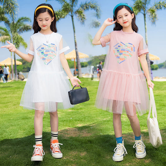 FE24070107童裝女童夏裝2024新款中大童兒童裙夏季洋氣小女孩公主裙(9-12天到貨)