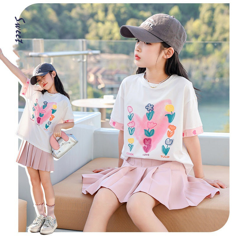 Z25033116女童短裙夏季韓版洋氣女大童百褶裙夏裝兒童學院風裙子