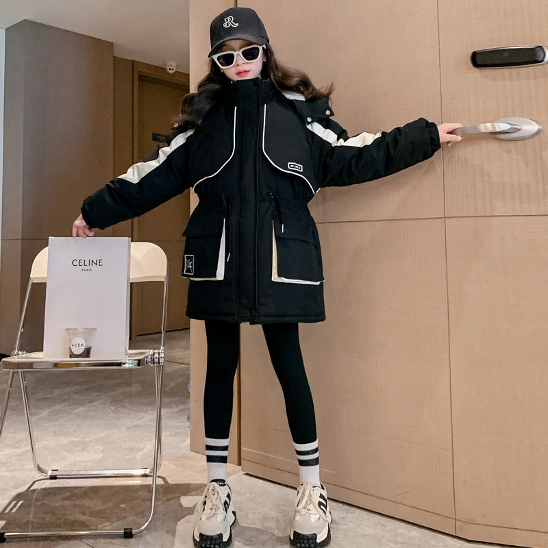 Z25010108女童4新款加厚大童派克服秋冬女童棉服衝鋒衣兒童棉衣