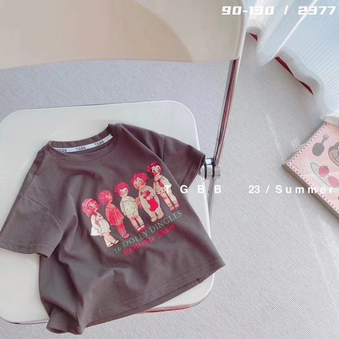 CA23072716夏季新款兒童短袖t卹棉男女童上衣百搭打底衫寶寶服裝批發潮
