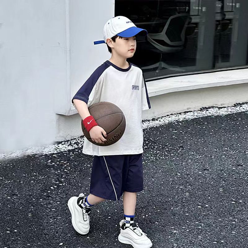 FG25053016男童網紅薄款夏季套裝男孩大兒童時髦洋氣炸街運動夏裝潮衣服