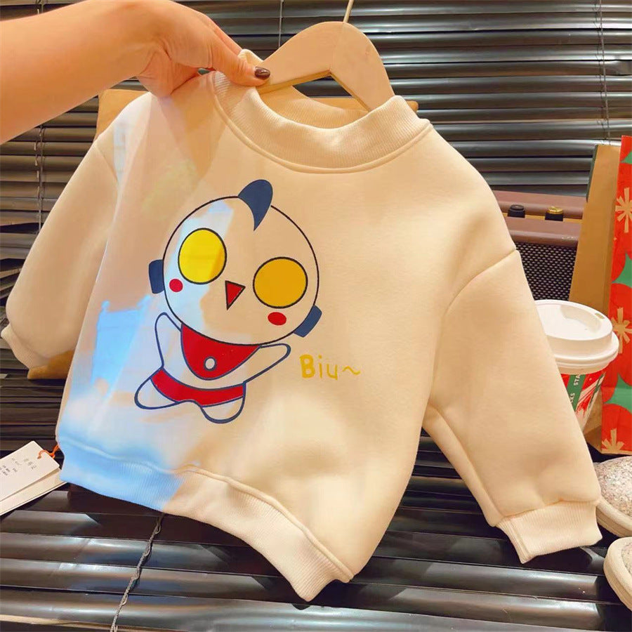 Z24110119拜年服男童加絨衛衣秋冬季兒童紅色加厚上衣女寶過年喜慶打底服龍