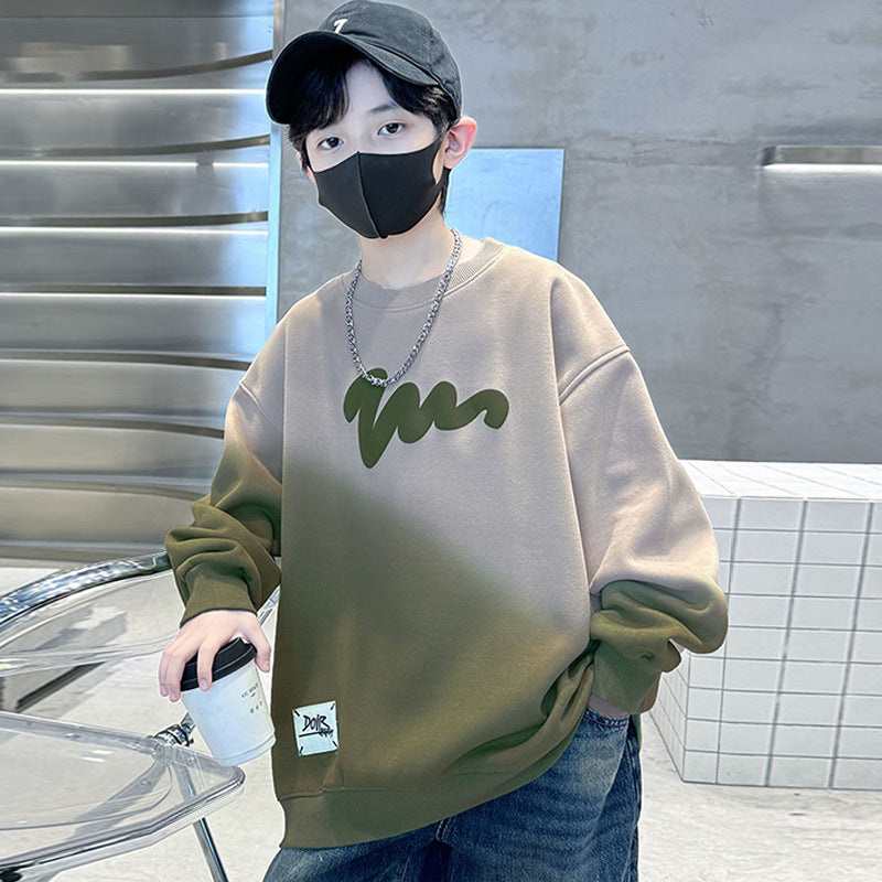 Z25030403男童衛衣長袖秋裝紮染新款字母印花學生帥氣中大童春秋季上衣男孩