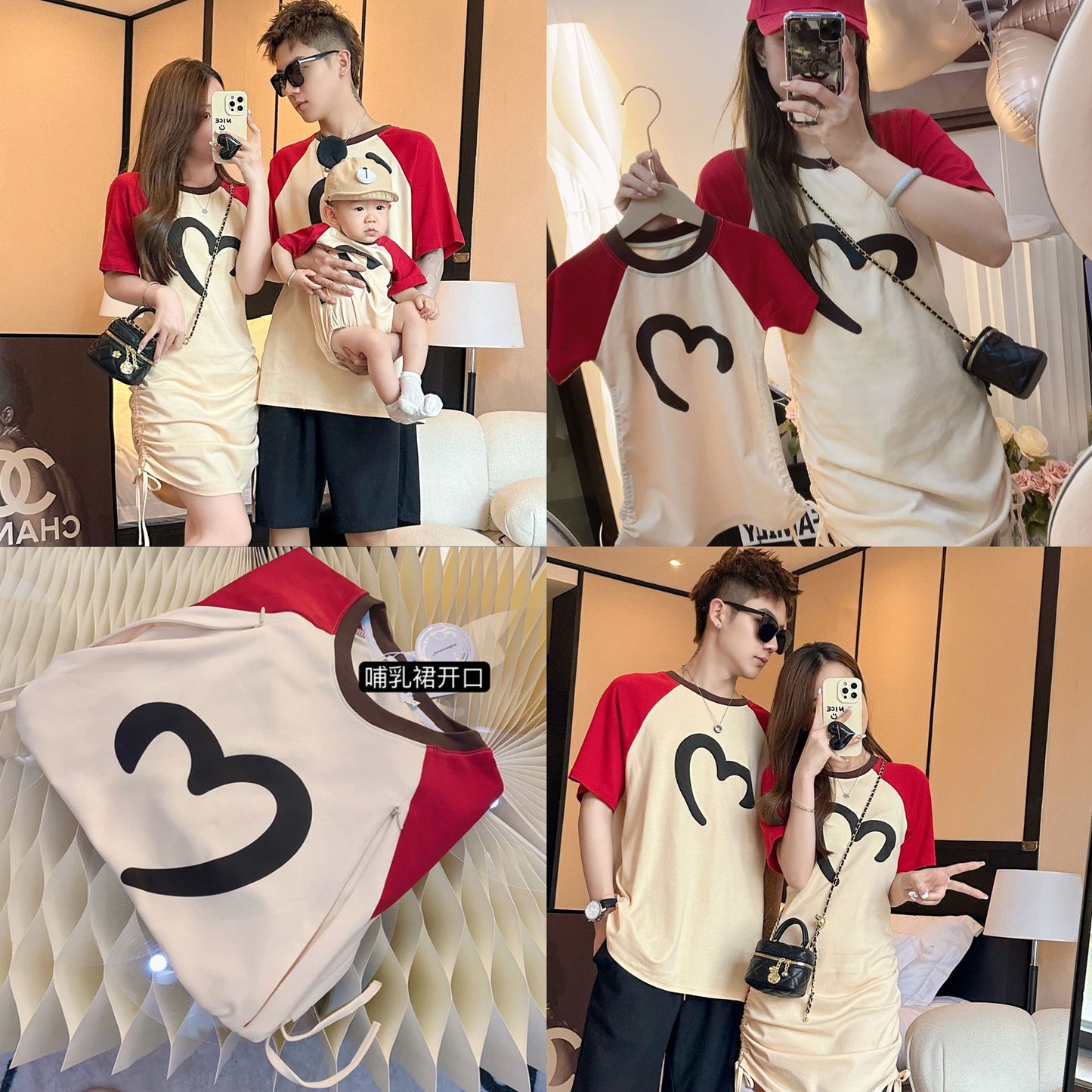 L23070616愛心親子裝母女夏款連衣裙子一家三口四口母女裝夏季洋氣套裝