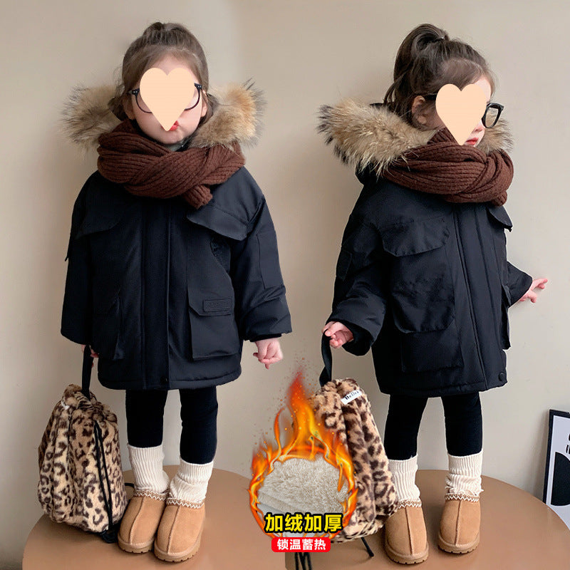 Z25010107兒童冬季棉服2024新款冬裝棉衣女童洋氣加厚加絨保暖派哥倫比亞潮