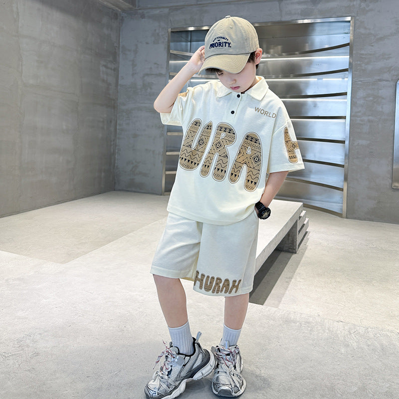 🎈精品童裝🎈FH25062708男童夏季潮牌POLO衫套裝2025新款中大兒童裝男孩洋氣時髦學生衣服