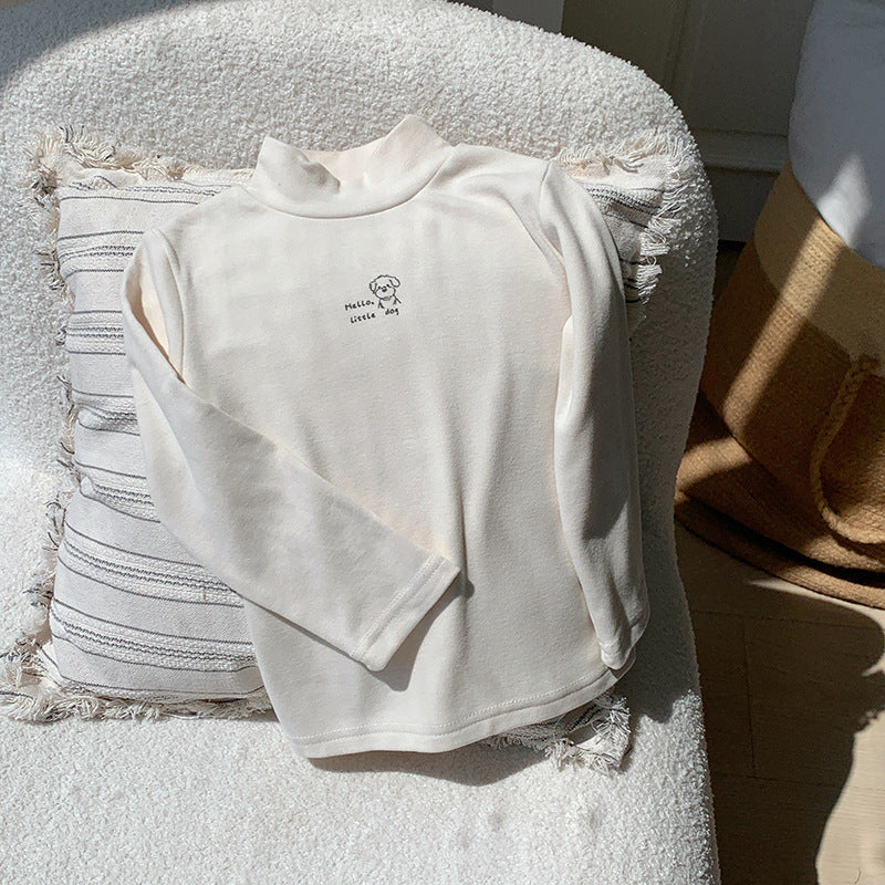 CA25112706兒童打底衫女寶半高領德絨男童女童款秋冬內搭打底衣小童