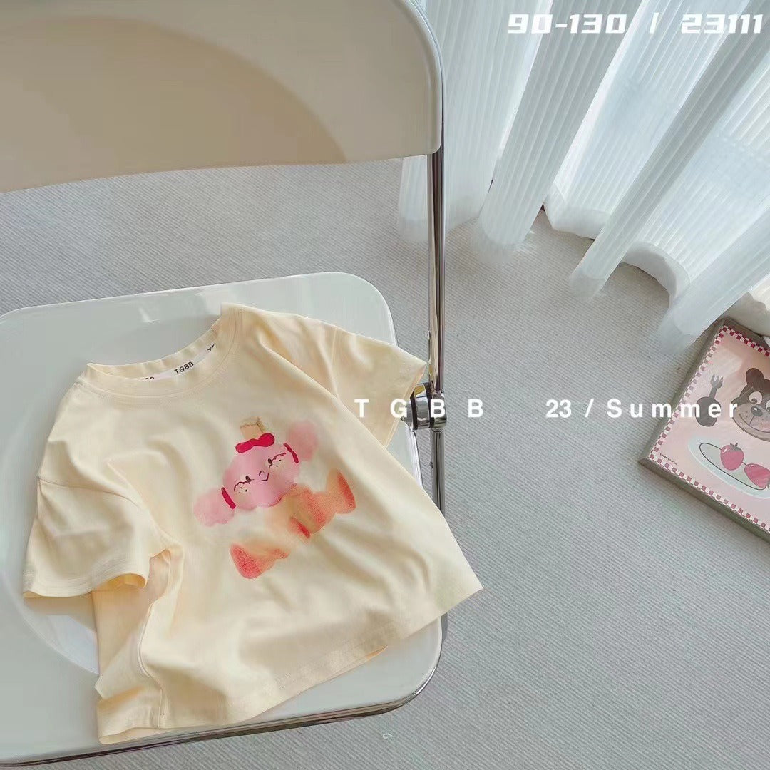 CA23072716夏季新款兒童短袖t卹棉男女童上衣百搭打底衫寶寶服裝批發潮