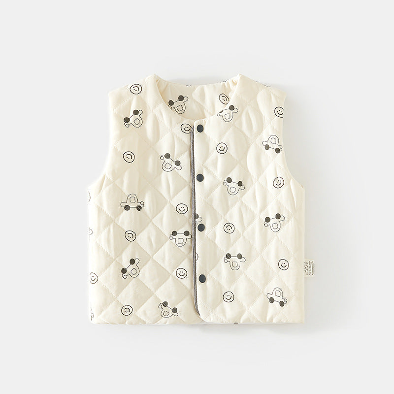 GJ25102121嬰兒夾棉馬甲護肚背心秋季冬季寶寶120克兒童坎肩馬夾棉棉保暖上衣