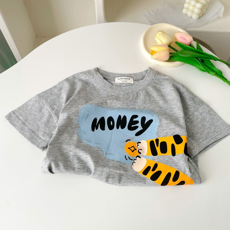 CA23072707兒童爽棉短袖T恤寶寶夏季薄款上衣打底衫男女童卡通印花韓版休閒t