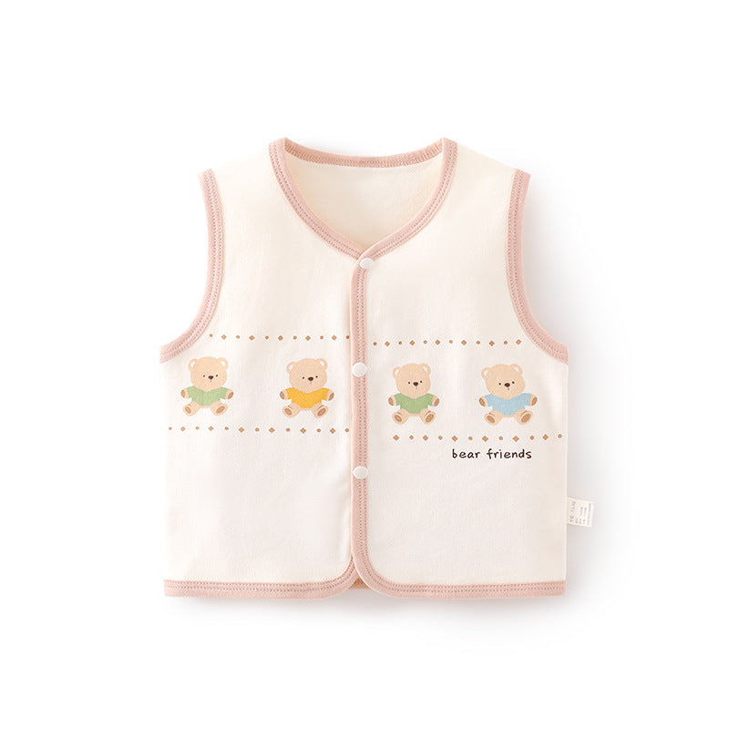 GJ25102114嬰兒護肚背心秋冬季寶寶雙層馬甲兒童坎肩馬夾新生兒純棉保暖上衣