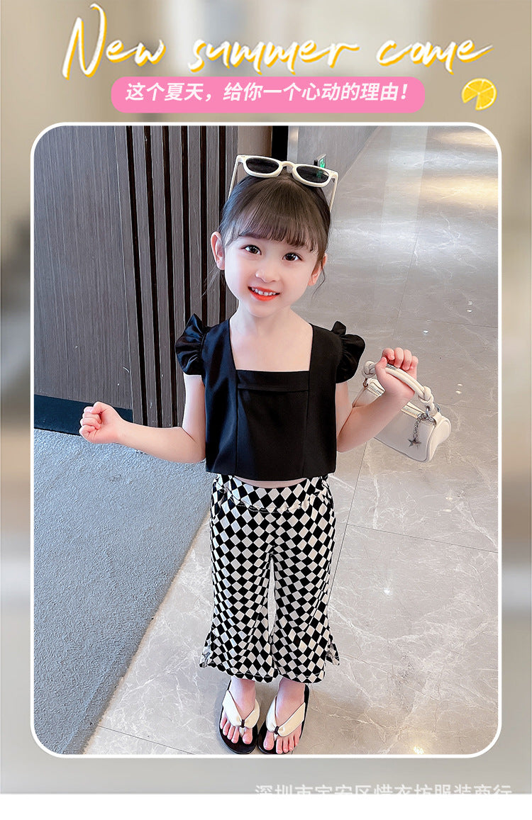 A25072301女童夏裝新款公主露背套裝女寶寶網紅兩件式