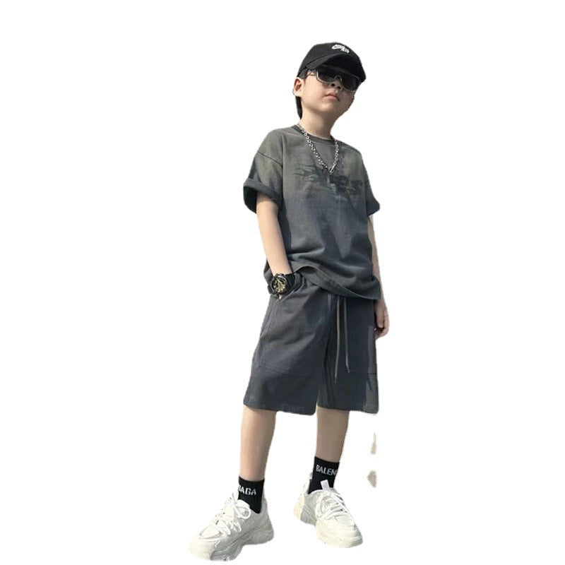 🎈精品童裝🎈FH25062713夏季套裝年新款男孩酷帥衣服中大童夏款潮牌兒童兩件套批發