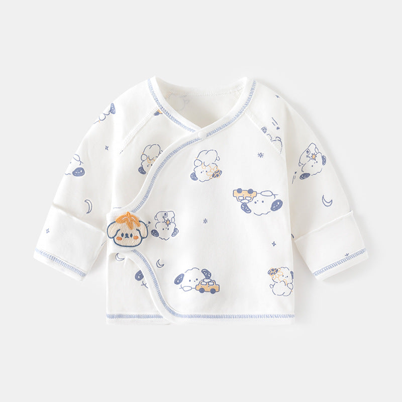 GJ25102124新生兒內褲無骨純棉春秋魔鬼氈半背睡衣滿月與尚服寶寶上衣