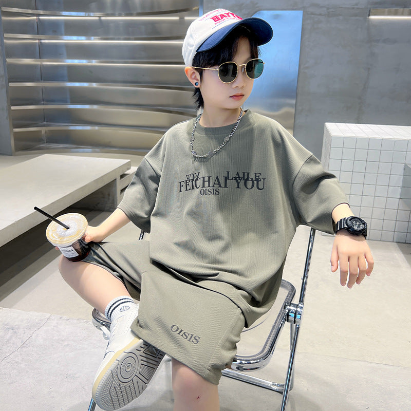 🎈精品童裝🎈FH25062706男童套裝夏季新款兒童休閒短袖兩件中大童運動裝童裝夏裝潮