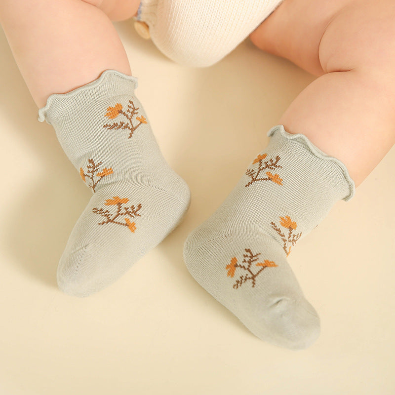 Z24032305嬰兒襪子批發春秋女童木耳邊可愛公主無骨寶寶新生兒襪子G309(一盒)