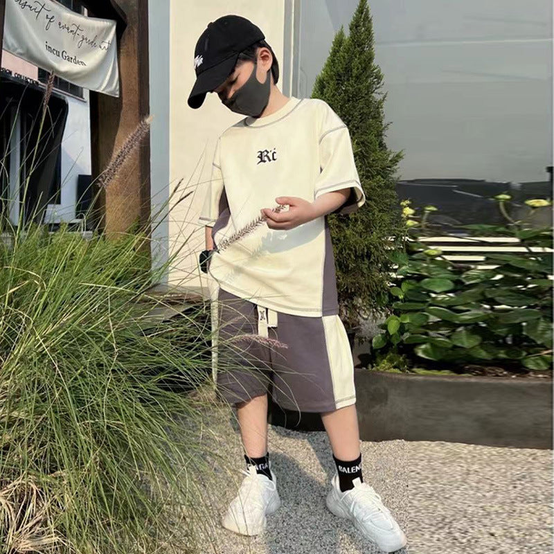 🎈精品童裝🎈FH25062714男童夏裝套裝新款兒童休閒運動兩件套中大童短袖夏季衣服批發