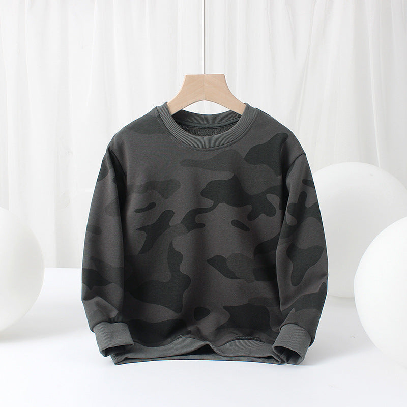 FI25101405韓國春季版童裝新款兒童衛衣長袖中童時尚迷彩t男童打底衫