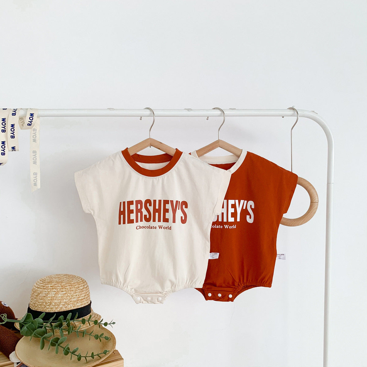 G25051401 ins童裝夏季款嬰幼兒蝙蝠袖英文包屁衣連體哈衣新生兒韓版外出服(此款下單前請先詢問庫存)