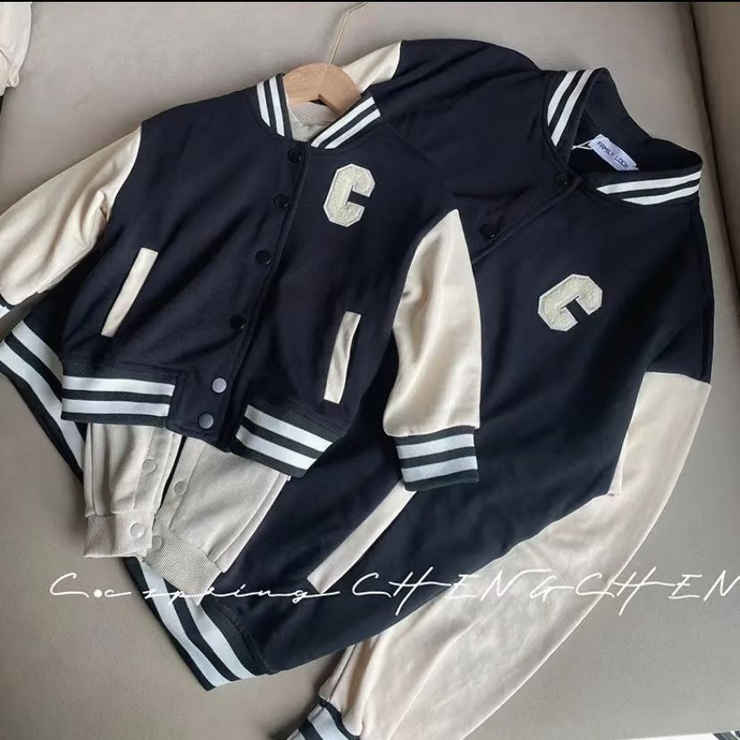 L23110214親子裝棒球服外套秋裝一家三口高級炸街母女母子裝韓版夾克薄款潮